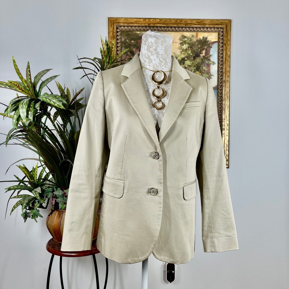 Pure Collection Blazer Women US 8/10 Tan Cotton Elastane Two Button Career